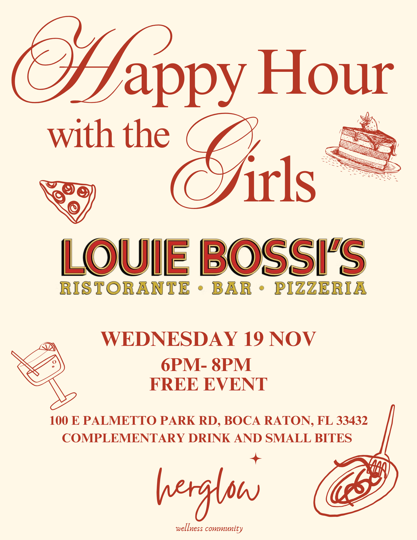 Happy Hour with the Girls ❤️x Louis Bossi's Boca Raton 🍕🍝✨