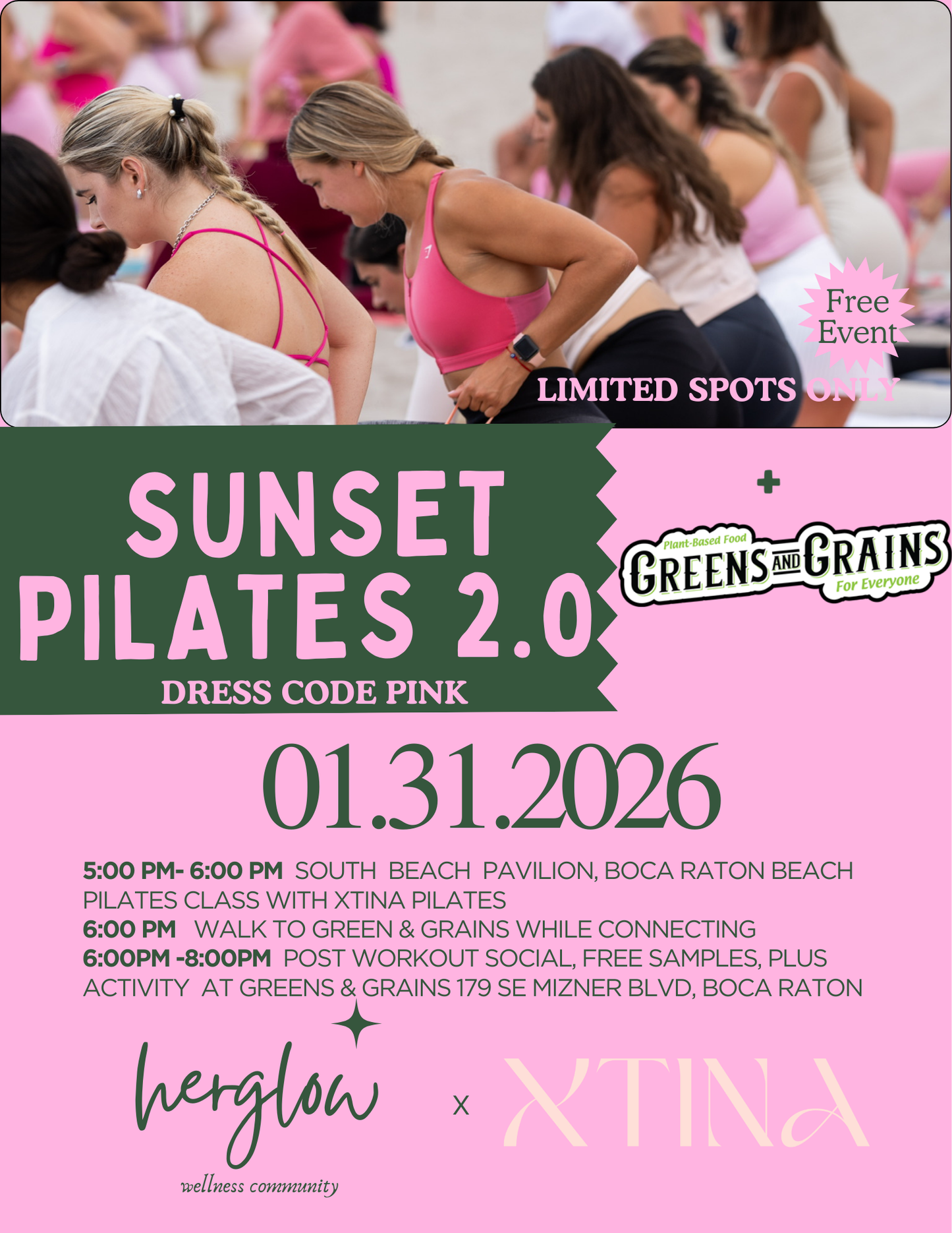 Sunset Pilates 2.0💖plus Greens and Grains Social ✨